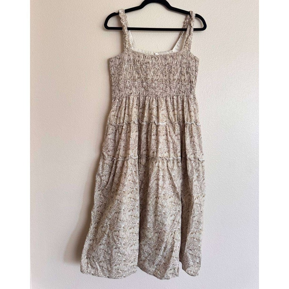 Neuflora Lena Floral Smocked Tiered Midi Dress Cottagecore Romantic L Coquette